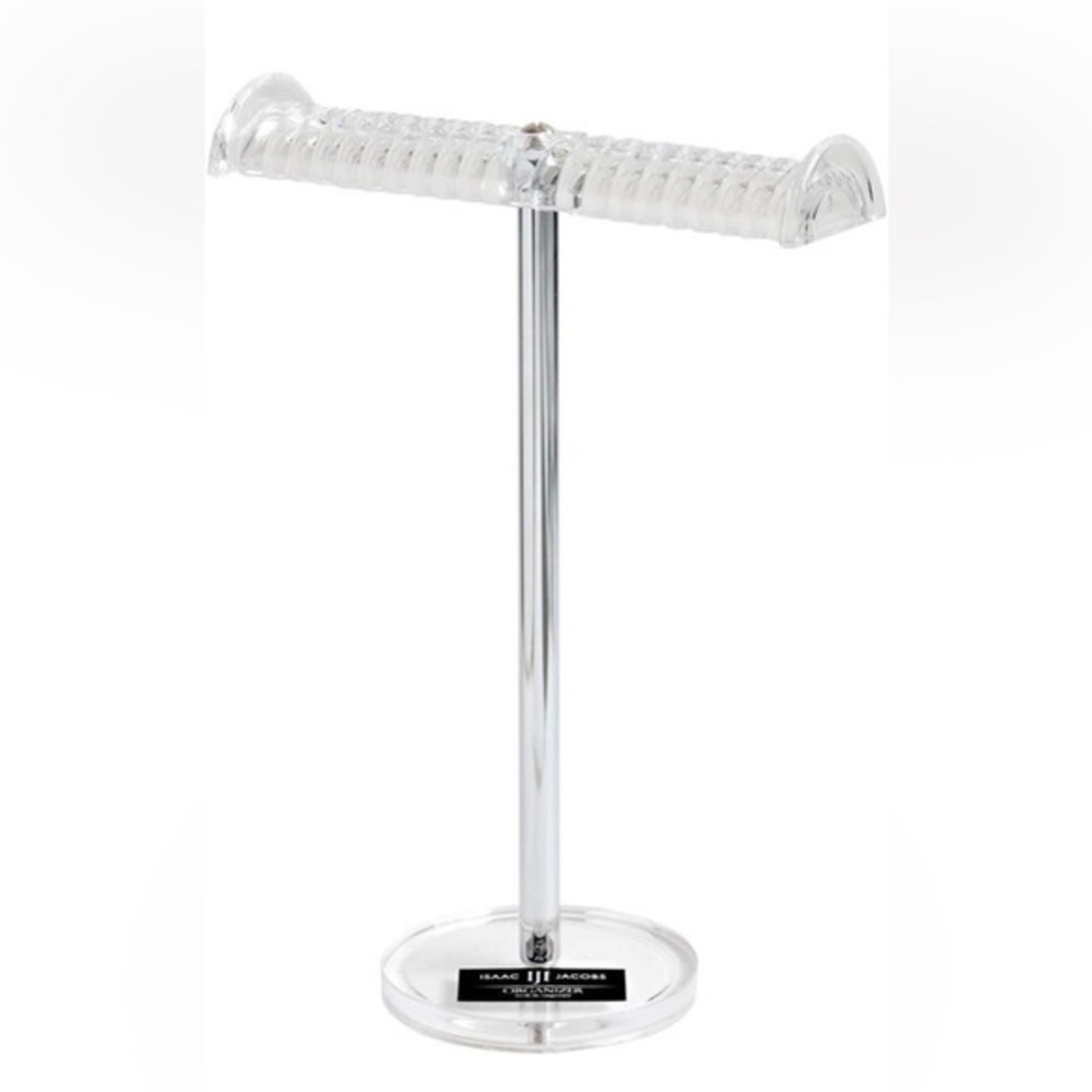 Isaac Jacobs Clear Acrylic Necklace & Bracelet Holder (8” inch T-Bar), Set of 2